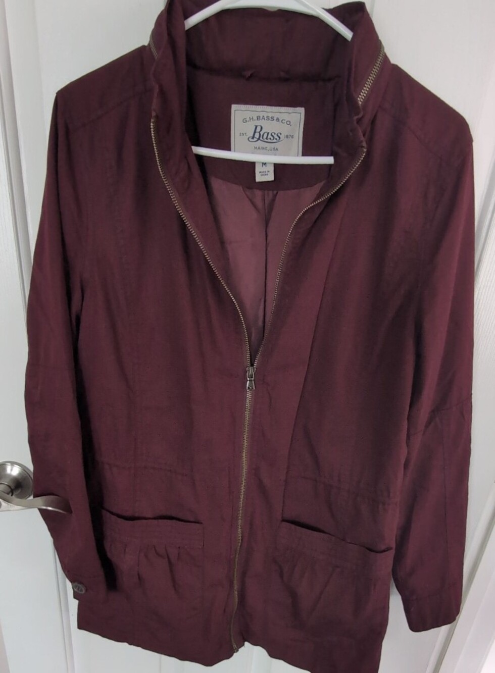 GH Bass Burgundy Full-Zip Jacket, MD